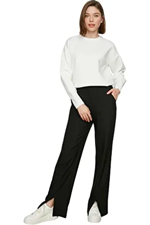 Trendyol Damskie spodnie Basics, normalna talia, szerokie nogawki, proste, skromne spodnie, , 68