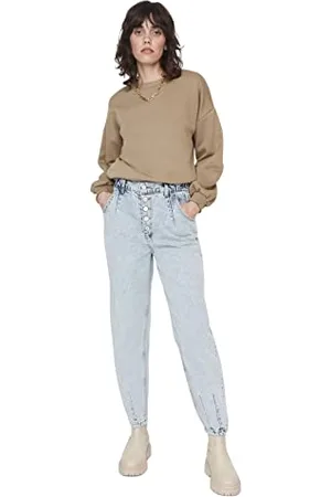 Trendyol Kobiety skromna normalna talia Skinny fit Mom Jeans, , 38, , 64