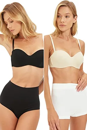 Trendyol Bielizna damska bez push-up bez ramiączek dzianinowy biustonosz, czarny-Skin, 90B, , B