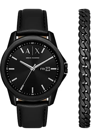 Armani Exchange AX7147SET Zegarekn Quartz, Koperta 44 mm ze Skórzanym Paskiem