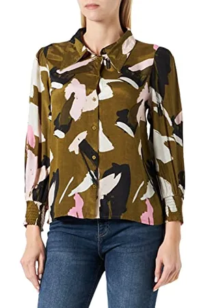 Kaffe Damska koszula Bluzka 3/4 Sleeve Printed Elegant, Jaszczurka/Różowy/Graficzny nadruk, 40