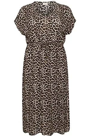 Kaffe Plus Size Damska sukienka midi krótkie rękawy dekolt luźny krój, , 40/du?y rozmiar