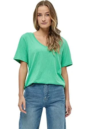 Minus Damska koszulka Leti z dekoltem w serek, Island Green, XS, Island Green, XS