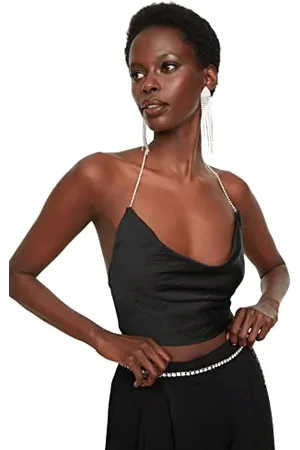 Trendyol Damski gorset z dzianiny Glam Fitted Basic Cowl Neck, , 60