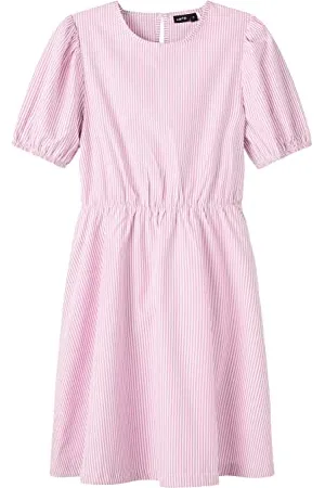 NAME IT Sukienka dziewczęca NLFFILUCCA SS z szyfonu, w paski, 158, , 158 cm