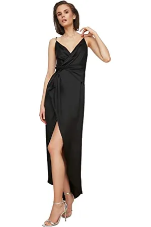 Trendyol Damska sukienka maxi Wrapover dopasowana tkana suknia wieczorowa, , 60