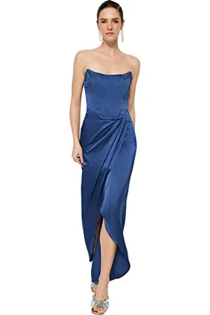 Trendyol Damska sukienka maxi Wrapover Regular Woven Evening, , 60