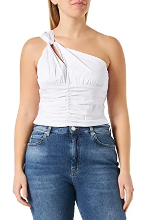 Pinko Damski top uporczywy rozciągliwy popelinowy Z04_biały brzeg, 12 (M), , 70