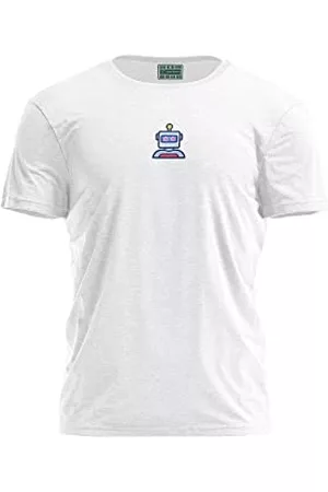 Bona Basics Mężczyzna Sportowe Topy i T-shirty - Druk cyfrowy, męska koszulka podstawowa,%100 bawełna, biała, na co dzień, męskie topy, rozmiar: M, biały, M