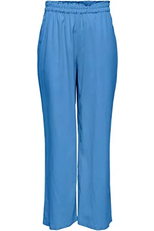 ONLY Spodnie damskie z wysokim stanem, mieszanka lnu, , (3XL) W / 32L