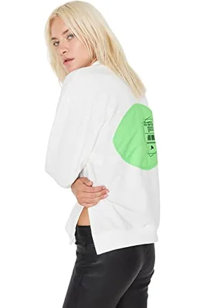 Trendyol Damska bluza Crew Neck with Slogan Regular, , XS