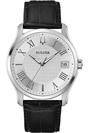 BULOVA Męski analogowy zegarek kwarcowy ze skórzanym paskiem 96B388, , Pasek