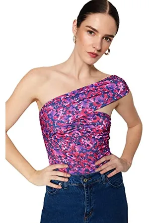 Trendyol Damskie body z dzianiny kwiatowej, różowe, L, , L