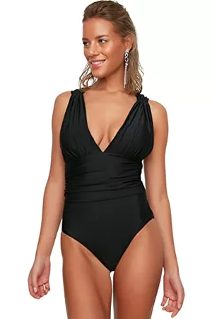 Trendyol Kobieta Stroje kąpielowe jednoczęściowe - Damski kostium kąpielowy ze szczegółami w gorsetie One Piece Swimsuit, czarny, 42