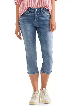 Street one Kobieta Szerokie Nogawki - Spodnie jeansowe 3/4, Light Indigo Random Wash, 27W / 22L