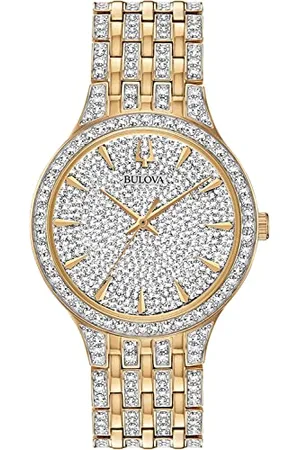 BULOVA Zegarek męski, , Kryształowy kwarc złoty odcień bransoletka ze stali nierdzewnej kryształ