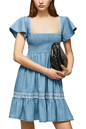 Pepe Jeans Damska sukienka Adele, niebieska, XS, NIEBIESKI, XS