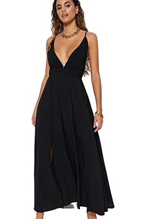 Trendyol Damska sukienka maxi Basic Regular Fit, czarna, 36, , 34