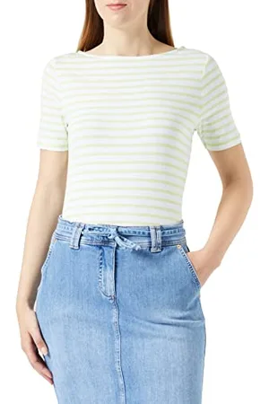 Gerry Weber Edition Damski 870122-44009 T-shirt, zielony/ecru/biały w paski, 34, , 34