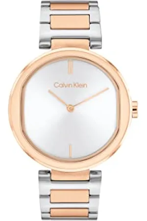 Calvin Klein Analogowy Zegarek Kwarcowy dla Kobiet z Dwukolorową Bransoletą ze Stali Nierdzewnej, 25200251