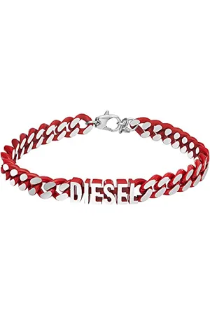 Diesel Pulsera De Acero Para Hombre, Longitud: 195mm+15mm, Anchura: 21.9mm, Altura: 8mm Pulsera Roja De Acero Inoxidable, DX1415040