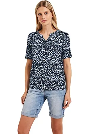 CECIL Kobieta Bluzki - Koszulka z krótkim rękawem z nadrukiem, Deep Blue, XXL