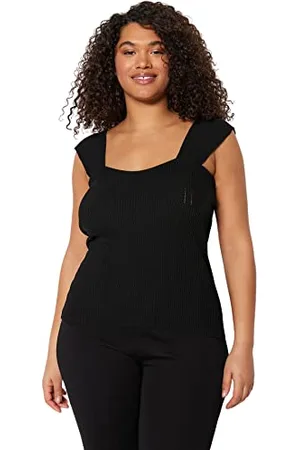 Trendyol Damska bluzka z prostymi rękawami zerowymi w talii w rozmiarze plus size, , 5XL Duże rozmiary
