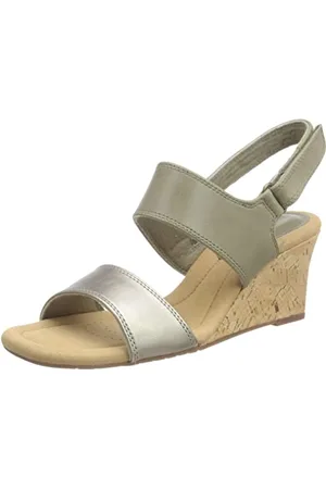 Clarks Damskie sandały Kyarra Faye, skóra oliwkowa, rozmiar 36, , 36 EU
