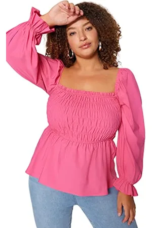 Trendyol Bluzka plus size, różowa, 4XL, , 4XL Duże Rozmiary