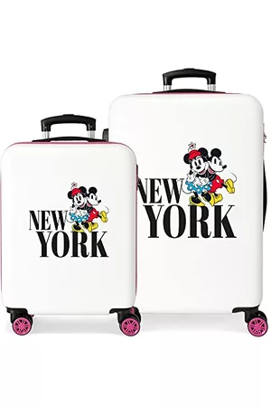 Disney Dziewczynka Walizki - Mickey & Minnie Trip to New York Zestaw walizek 55/65 cms Sztywne zapięcie z boku 56L 6 kg 4 koła Bagaż ręczny Biały, Biały, Talla única, Zestaw walizek