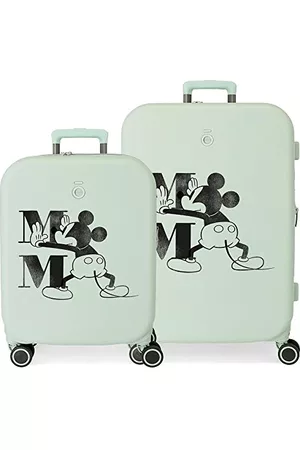 Disney Walizki - Mickey Happiness Zestaw walizek Zielony 55/70 cms Twarde mocowanie ABS Wbudowany 116L 7,54 kg 4 koła Podwójne bagaż ręczny, Zielony, Set de maletas, Zestaw walizek