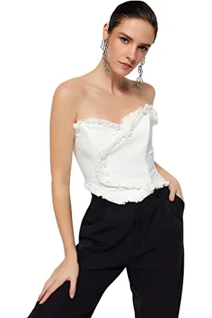 Trendyol Damski dopasowany Basic Sweetheart tkany gorset, , 68
