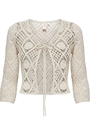 ONLY Damski ONLCELIA 34 Crocheted Cardigan WVN Top, Sandshell, S, , S