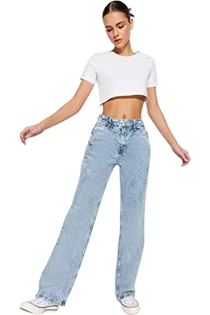 Trendyol Kobiety High Waist Wide Leg Jeansy, , 38