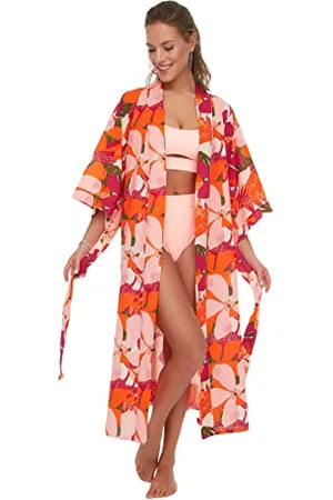 Trendyol Damskie luźne proste tkane kimono i kaftany z dekoltem w serek, , M