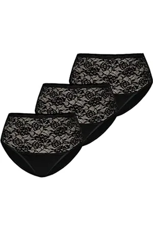 Teyli Damskie slipy w talii, bawełniane, wysoka talia, z koronką, 3-pak, , XL