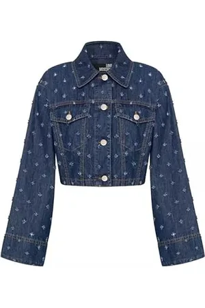 Moschino Cropped Trucker Kurtka Damska Kurtka, , 32