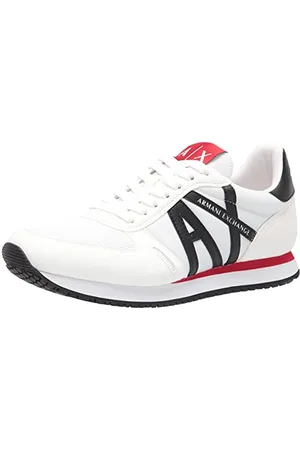 Armani Exchange Logo Rio Side, Trampki Męskie, Op biały czarny, 47.5 EU