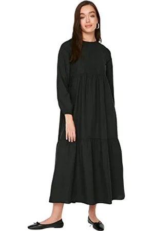 Trendyol Frau Modest Maxi Shift Regular Fit trykot skromna sukienka, , 40