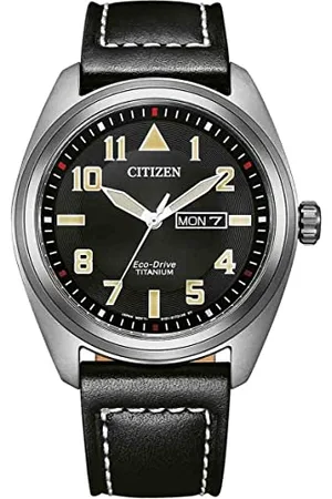 Citizen Męski analogowy zegarek Eco-Drive ze skórzanym paskiem BM8560-29E, , bransoletka