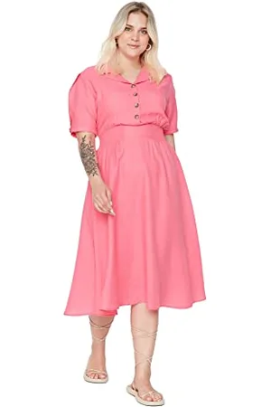 Trendyol Damska sukienka midi A-line Regular Plus Size, , 68 Große Größen