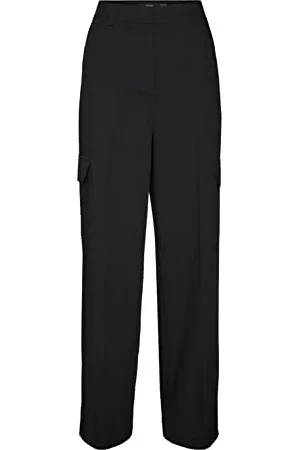 VERO MODA Bestseller A/S Damskie spodnie VMZELDA HR Straight Cargo Pant NOOS, czarne, 34/30, , 34W / 30L