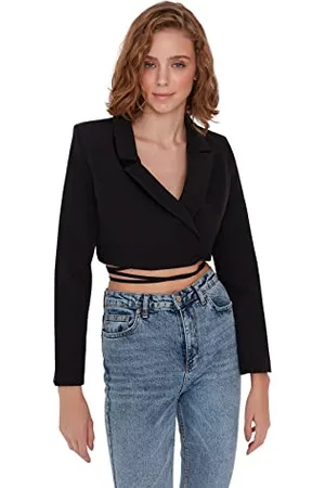 Trendyol Frau Ernte Żniwa Kołnierz z klapą Materiał tkany Blazer, , 36