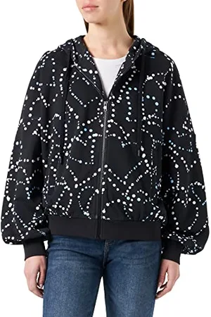 Moschino Oversize Fit Zipped Allover with Storm of Hearts Printed. Kurtka damska, , L