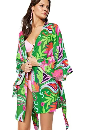 Trendyol Kimono damskie i kaftan-zielony-zrelaksowany, , S