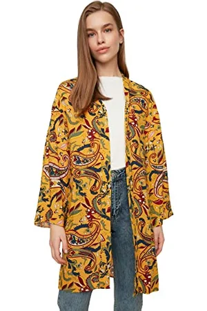 Trendyol Damskie kwiatowe lamówki szczegółowe tkane skromne kimono i kaftany, , 36