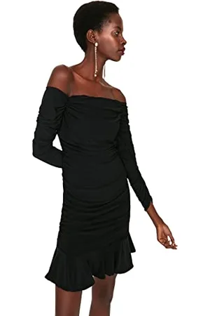 Trendyol Damska sukienka mini bodycon z okrągłym dekoltem, , 36