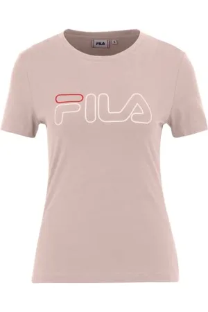 Fila Damski T-shirt z tabliczką, sepia róża, S, , S