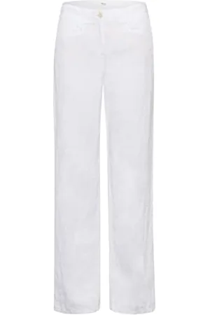 Brax Damskie spodnie lniane Farina, White 1, 31W / 32L