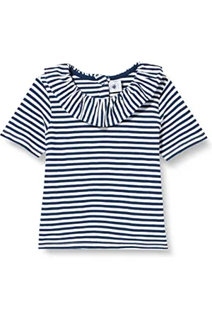 Petit Bateau Bluzka z krótkim rękawem Bimba, Niebieski Średniowieczny/Biały Marshmallow, 3 mesi